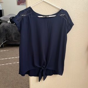 Navy blue short sleeved blouse
